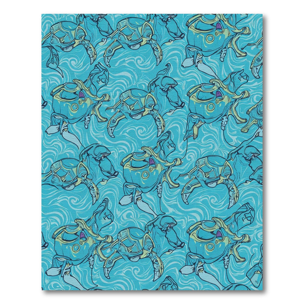 Whimsical Teal Sea Turtle Creatures Rug
