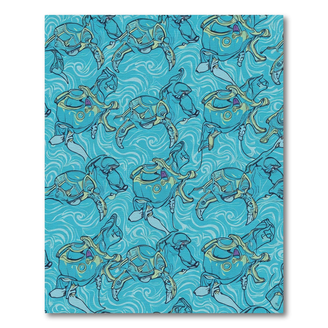 Whimsical Teal Sea Turtle Creatures Rug