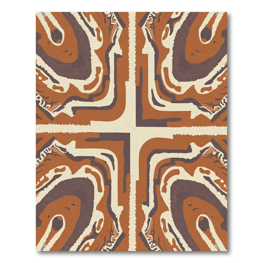 Terracotta Cream Abstract Banded Art Rug