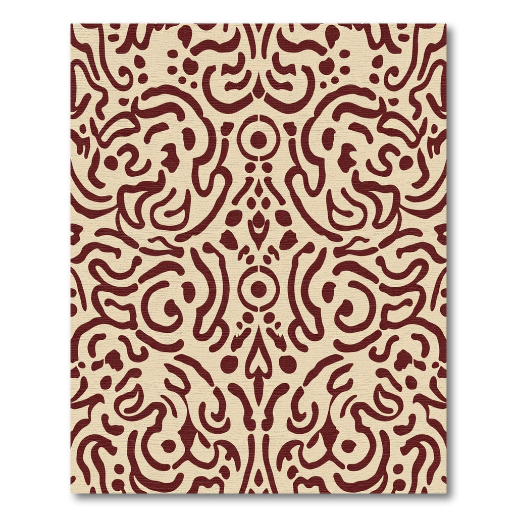 Deep Crimson Organic Swirl Symmetrical Rug