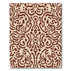 Deep Crimson Organic Swirl Symmetrical Rug
