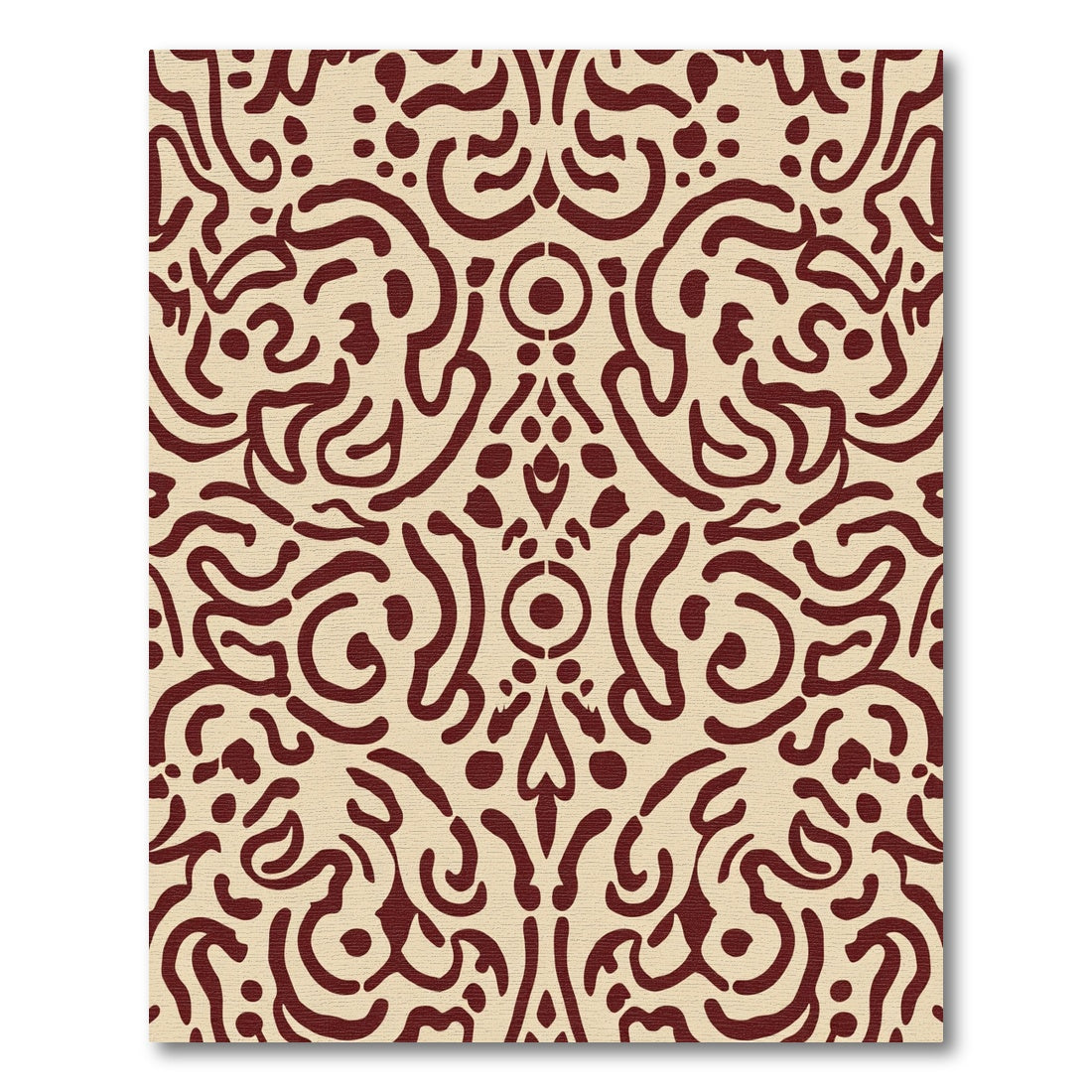 Deep Crimson Organic Swirl Symmetrical Rug