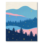 Midnight Forest Starry Night Landscape Rug