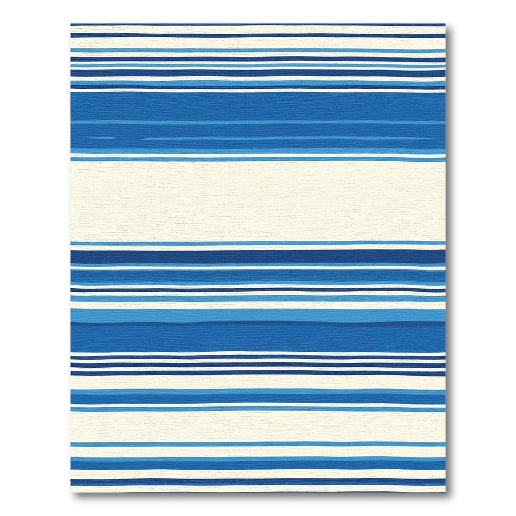 Vibrant Blue Cream Horizontal Stripe Rug