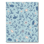 Blue Whimsical Floral Cats Rug