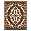 Brown Cream Yellow Medallion Floral Rug