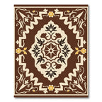 Brown Cream Yellow Medallion Floral Rug