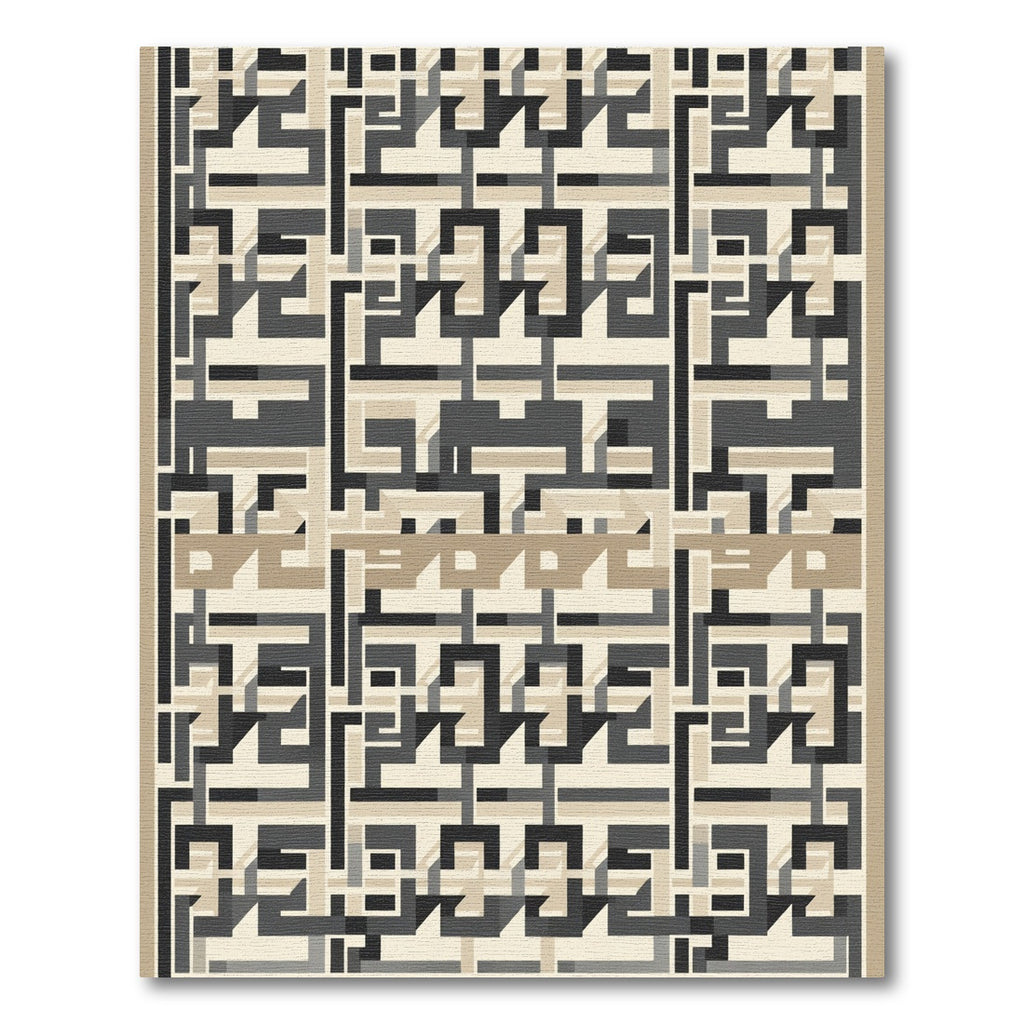 Geometric Maze In Beige Charcoal Rug