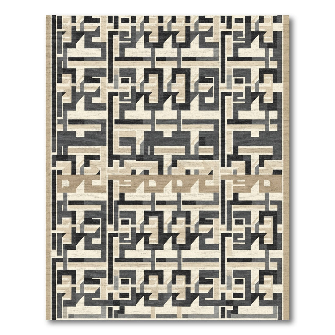 Geometric Maze In Beige Charcoal Rug