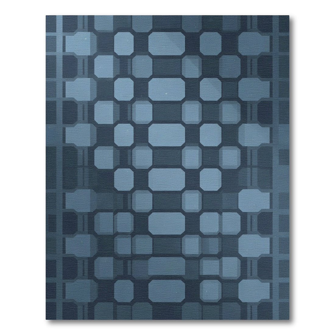 Modern Blue Octagon Grid Rug