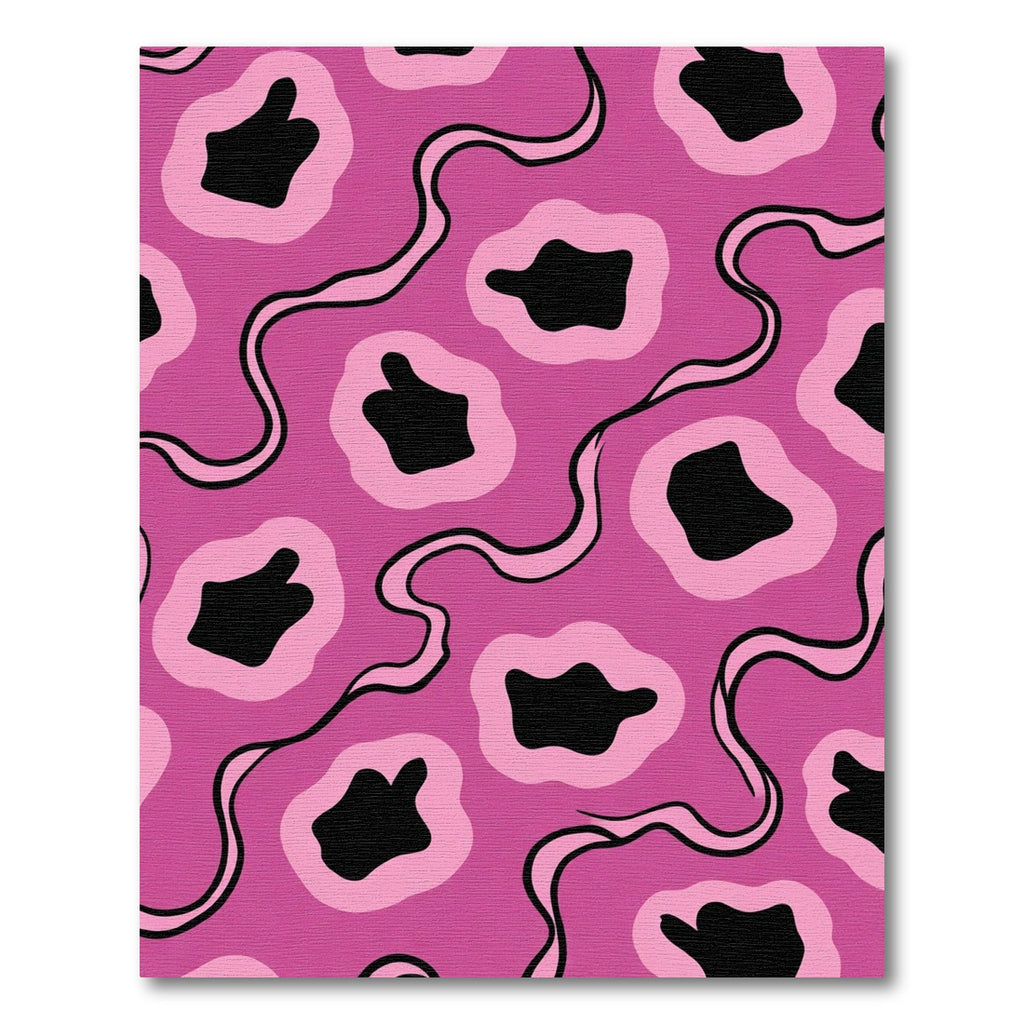 Pink Abstract Blob Wavy Line Rug