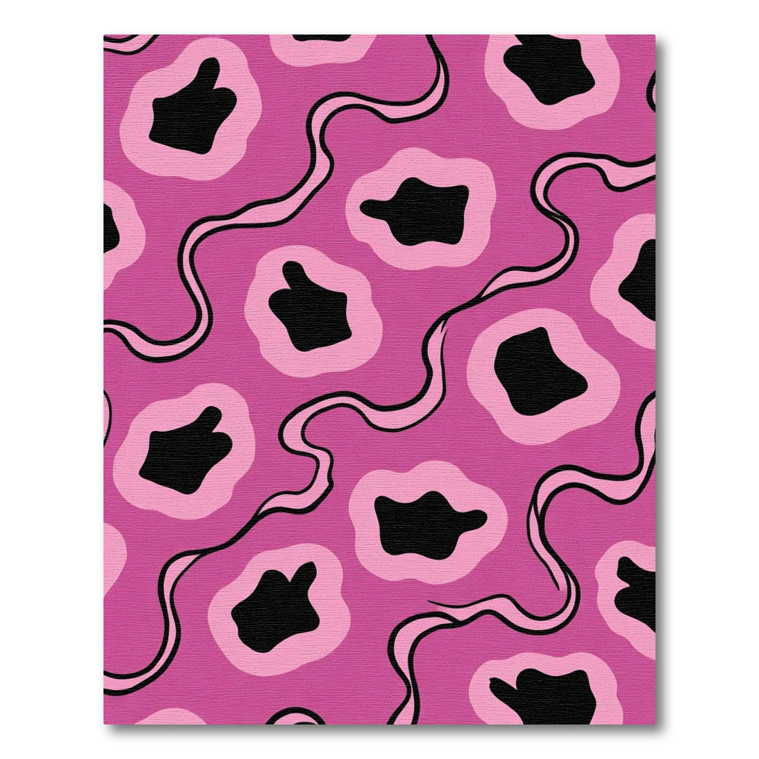 Pink Abstract Blob Wavy Line Rug
