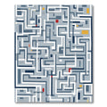Geometric Maze Path White Blue Rug