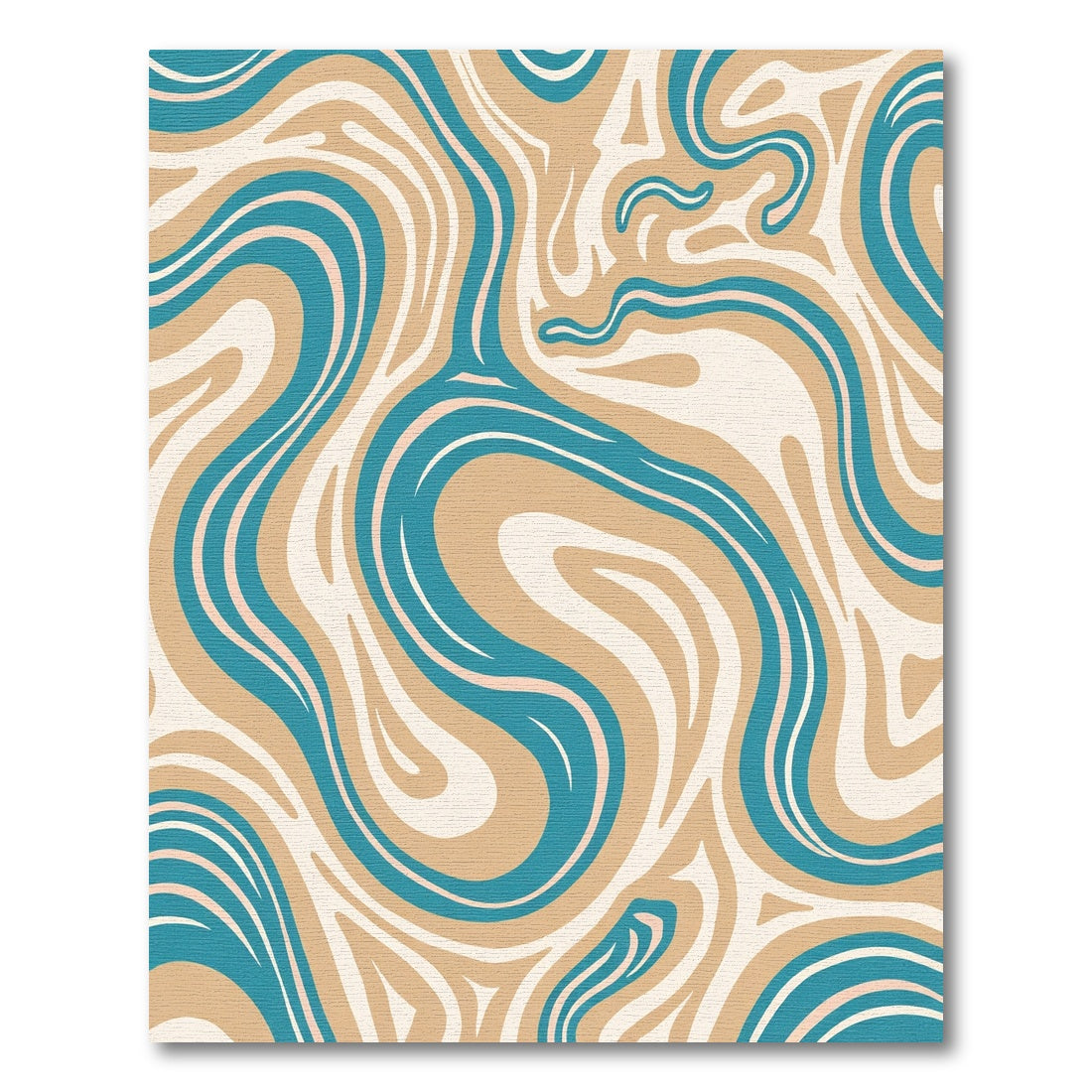 Retro Aqua Tan Swirl Rug