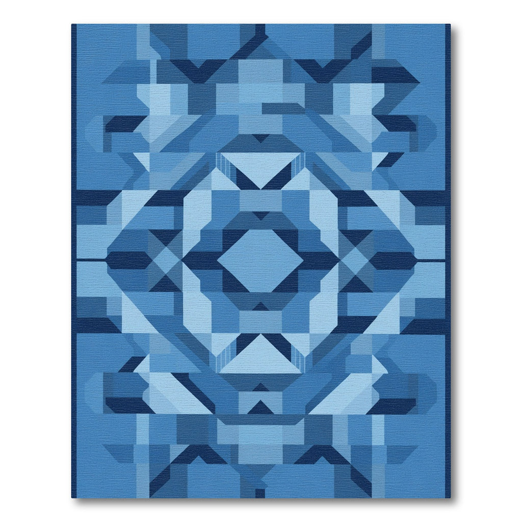 Shades of Blue Geometric Architectural Rug
