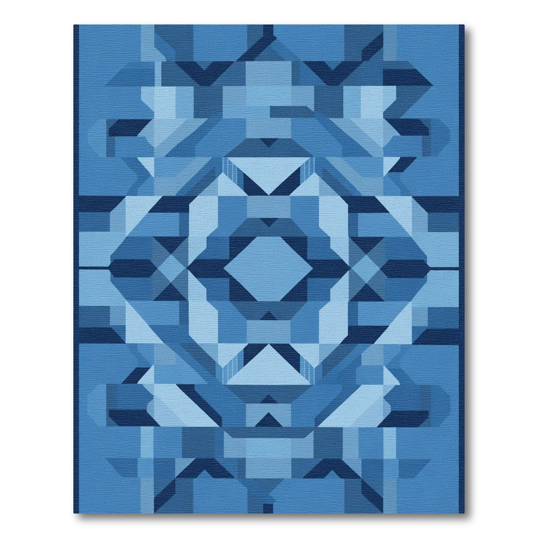 Shades of Blue Geometric Architectural Rug
