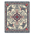 Elegant Ivory Red Butterfly Swirl Rug