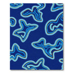 Deep Blue Abstract Wavy Shapes Rug