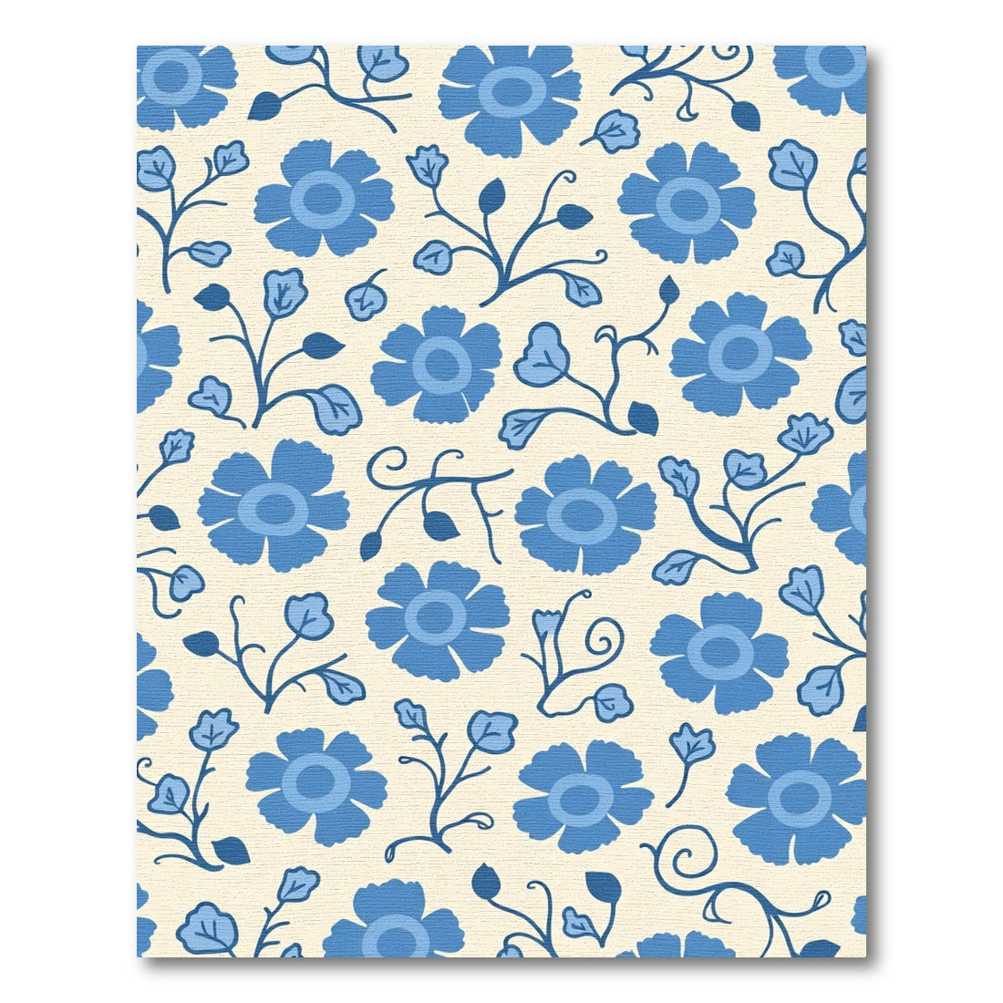 Blue Floral Vines Cream Background Rug