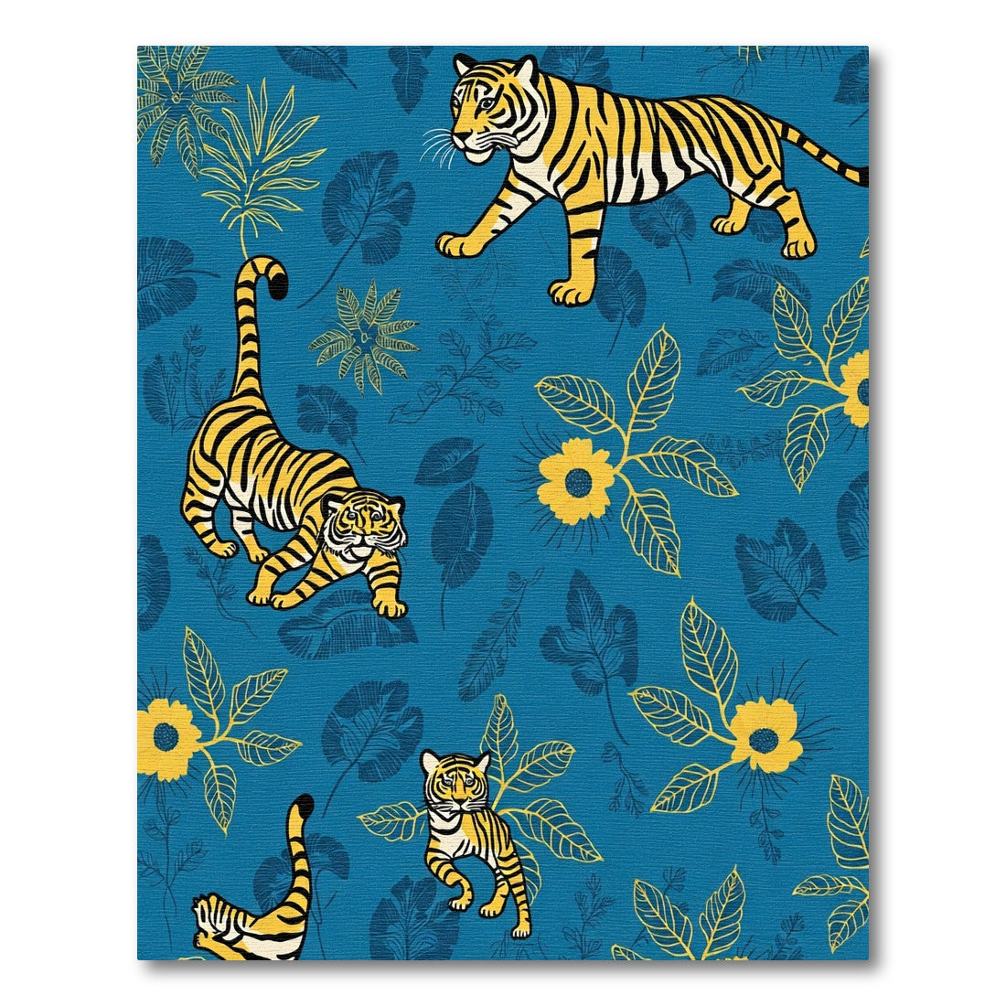 Radiant Yellow Tiger Jungle Foliage Rug