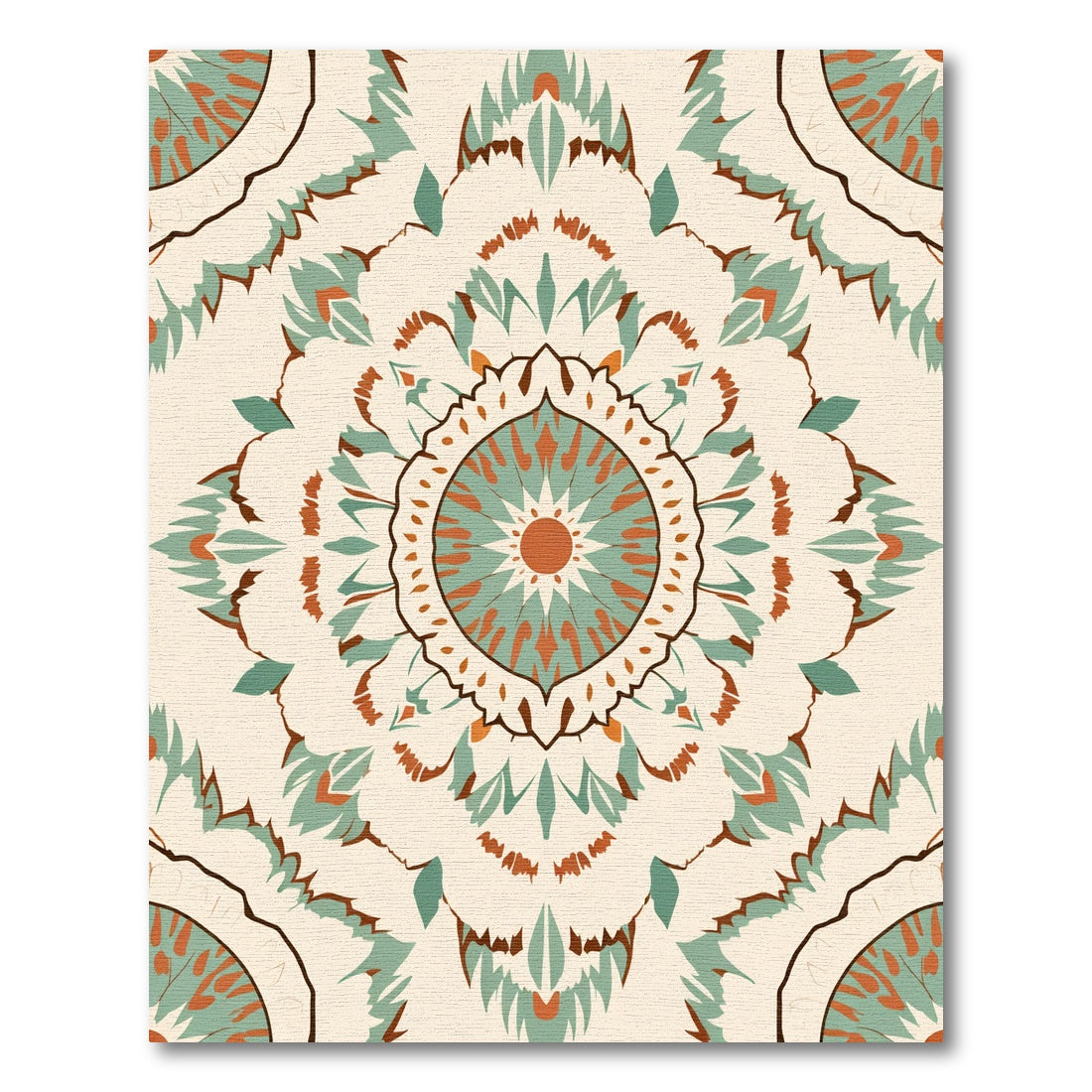 Terra Cotta Teal Medallion Rug