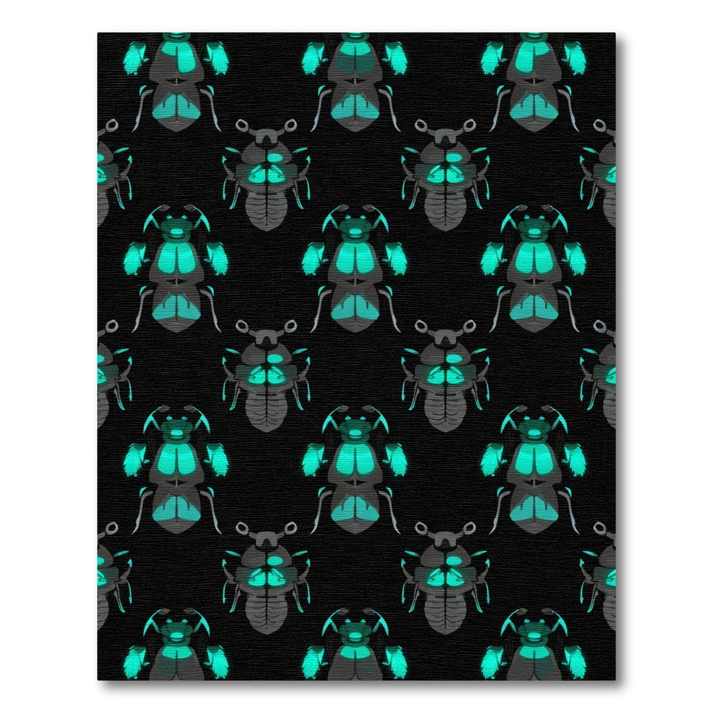 Glow Scarab Beetle Black Teal Repeats Rug