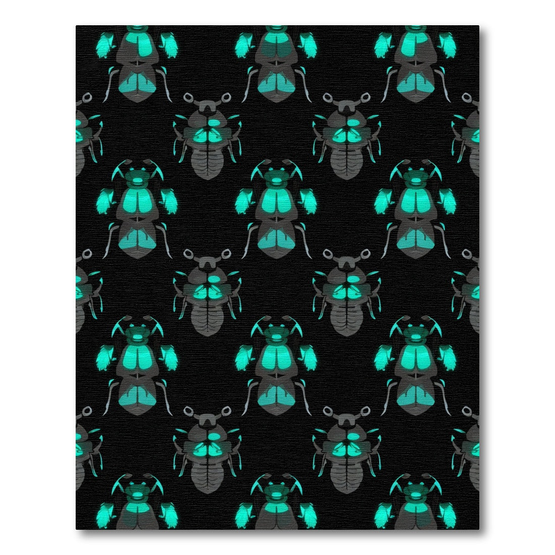 Glow Scarab Beetle Black Teal Repeats Rug
