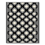 Black Cream Gray Geometric Diamond Rug