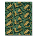Golden Floral Swirl Forest Green Rug