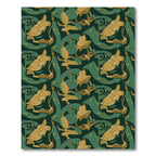 Golden Floral Swirl Forest Green Rug