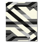 Modern Black White Geometric Ribbon Rug