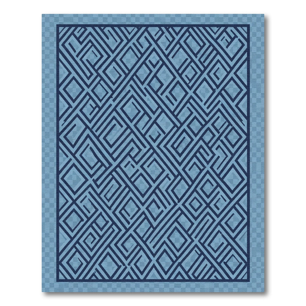 Deep Blue Interlocking Geometric Rug