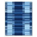 Deep Blue Gridded Horizontal Stripe Rug