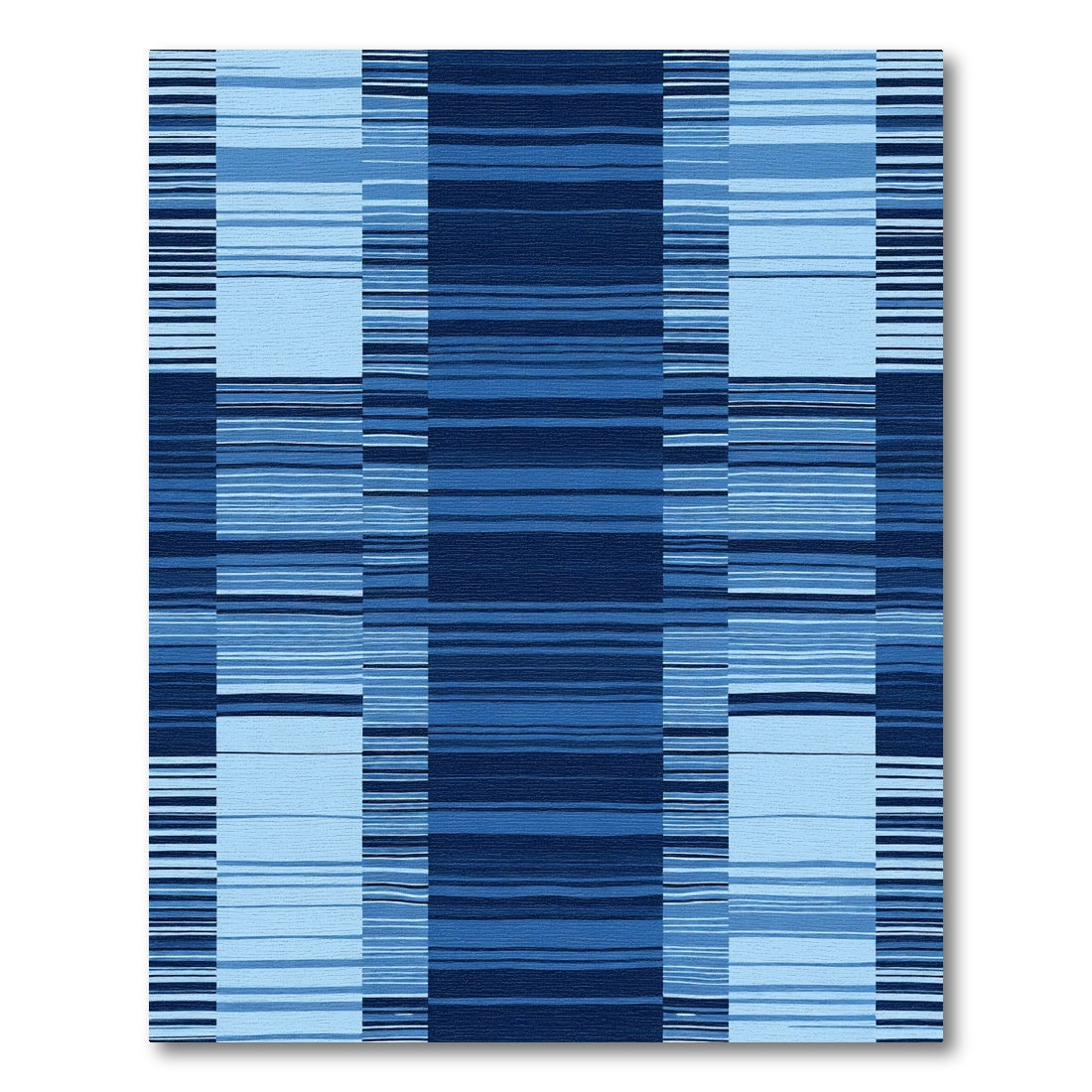 Deep Blue Gridded Horizontal Stripe Rug