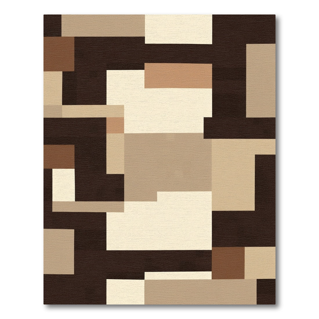 Modern Geometric Blocks Earth Tones Rug