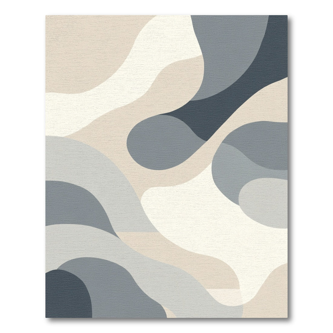 Contemporary Abstract Wave Cream Blue Rug