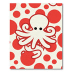 Animated Red Octopus Polka Dot Area Rug