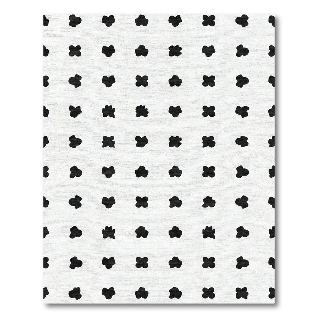 Black White Abstract Blossom Rug