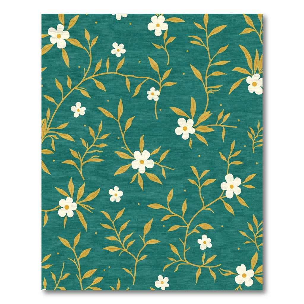 Teal Golden Floral Vine Accent Rug