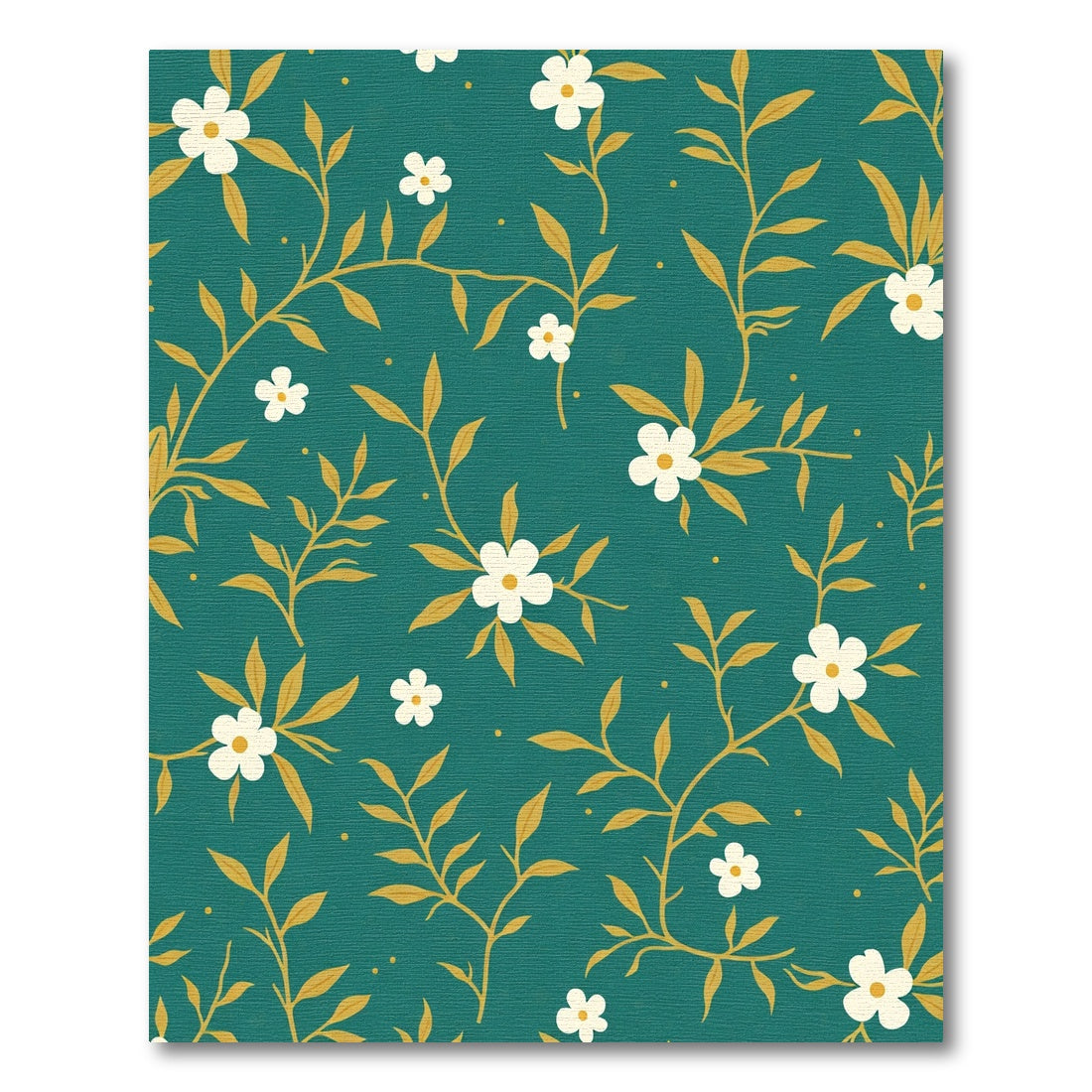 Teal Golden Floral Vine Accent Rug