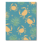 Coastal Orange Crab Teal Landscape Rug