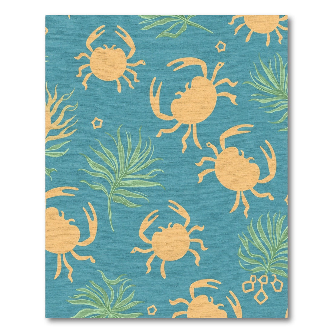 Coastal Orange Crab Teal Landscape Rug