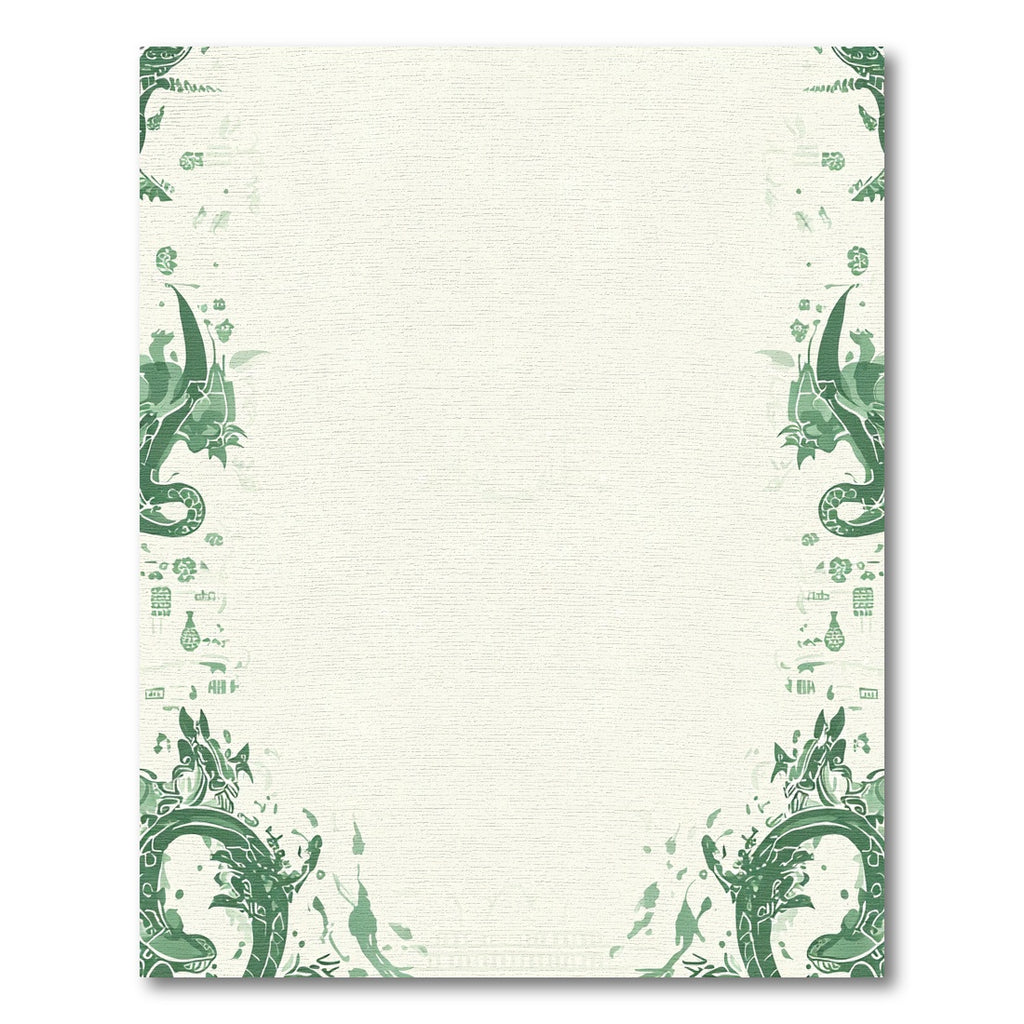 Emerald Dragon Border Cream Rug