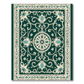 Deep Teal Floral Arabesque Scroll Rug