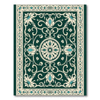Deep Teal Floral Arabesque Scroll Rug