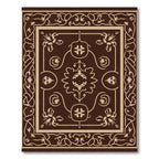 Chocolate Cream Ornate Scroll Vine Artwork Rug