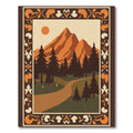Orange Mountain Forest Landscape Border Rug