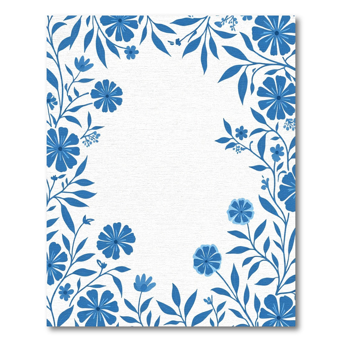 Classic Blue Floral Vine Border Rug