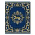 Vibrant Gold Tiger Medallion Blue Rug