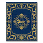 Vibrant Gold Tiger Medallion Blue Rug